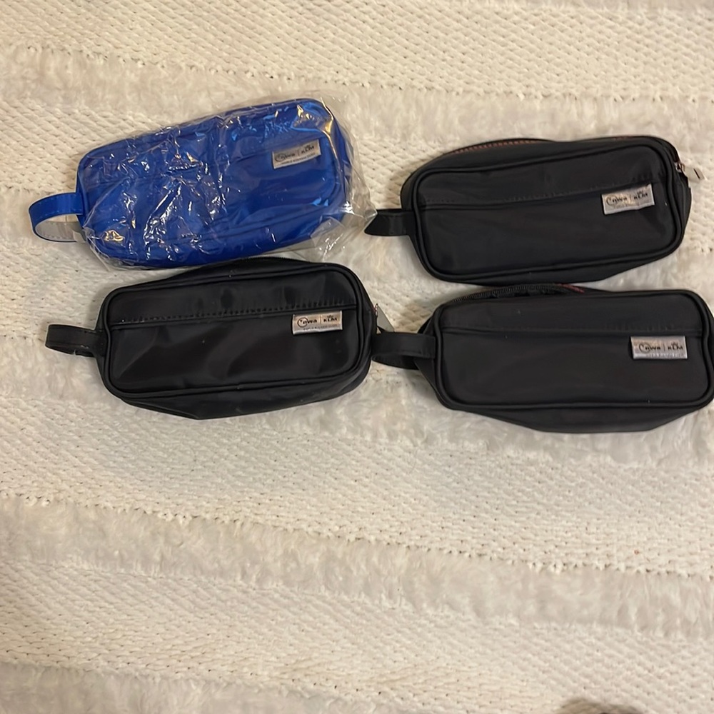 Bundle 4 Northwest & KLM airline toiletry bag shaving kit Doppler travel zipper